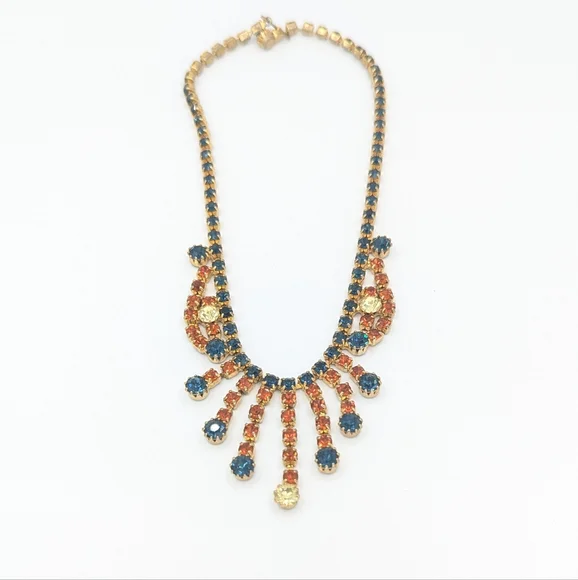 Vintage Multicolor Rhinestone Necklace - Picture 7 of 10